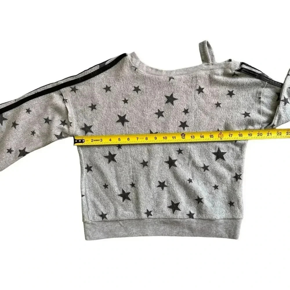 Vintage Havana Stars Grey One Shoulder Sweater Pullover Long Sleeve Size S 7/8 - Picture 4 of 9